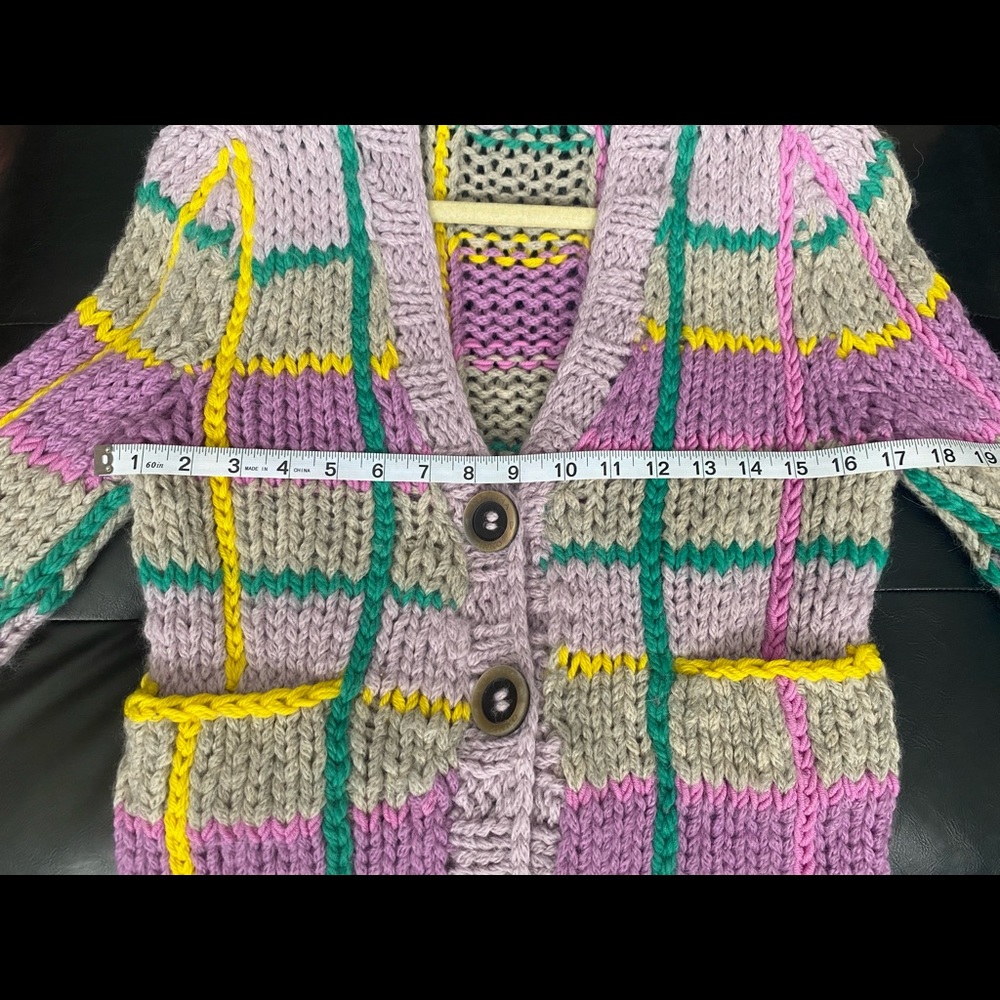 Natasha Zinko Hand Knit Lavender Plaid Cardigan S - Picture 8 of 8